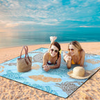 WIWIGO Manta de Playa Impermeable a Prueba de Arena Tapete de Playa 79" X 83"/10'x9' para 2-8 Adultos de Secado Rápido Tapete de Picnic al Aire Libre Accesorios de Playa para Viajes, Campamento