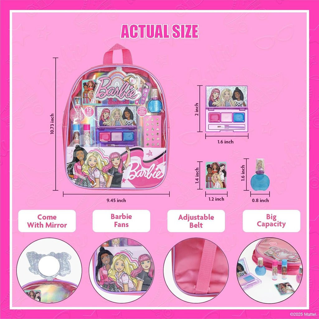 Barbie Mochila de Maquillaje Set con Cosméticos y Accesorios