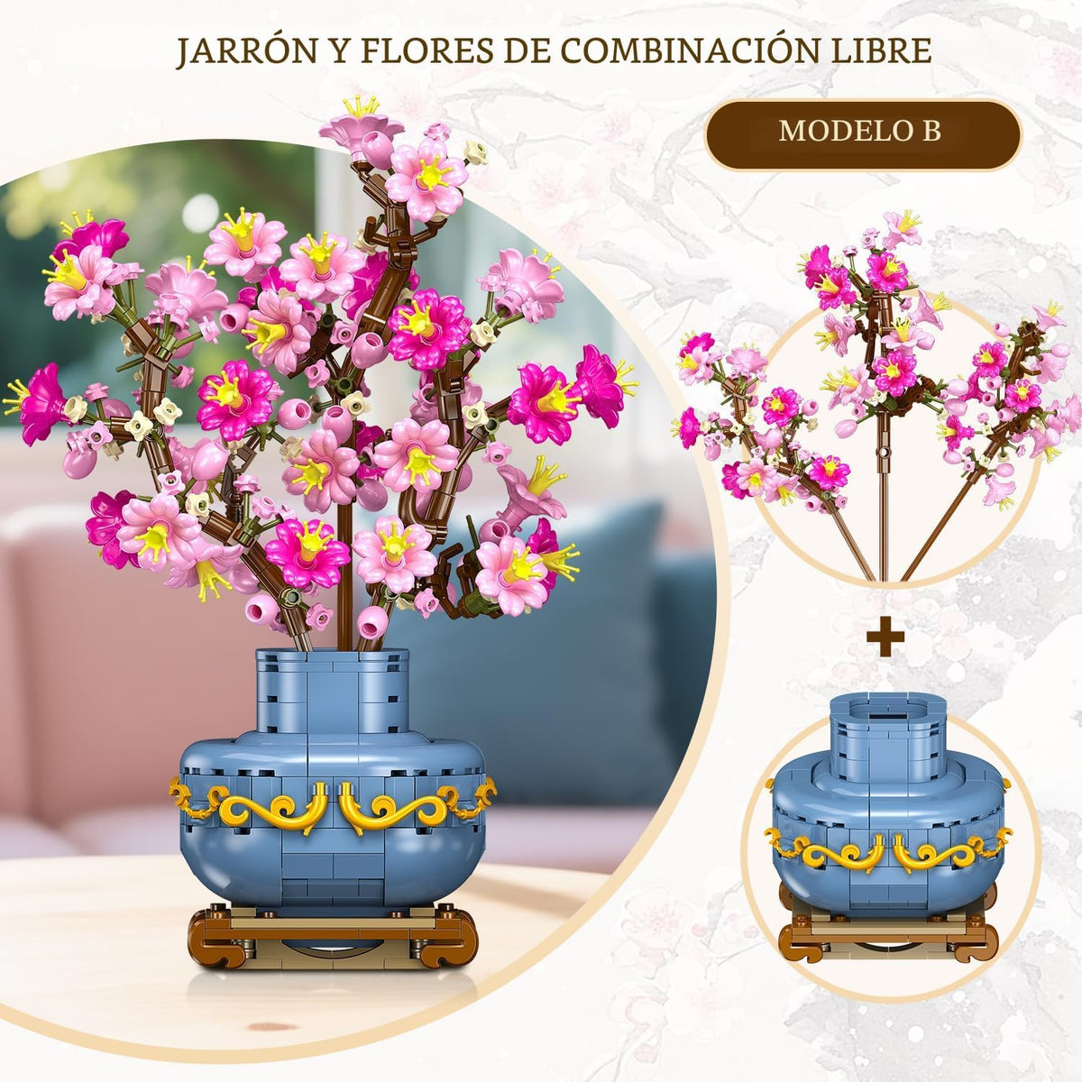 HOGOKIDS Juego de construcción de flor de cerezo 2 en 1 árbol bonsái para 8