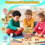 Montessori - Juego de mesa de madera con 42 palos y dados para niños de 3 a 6 años