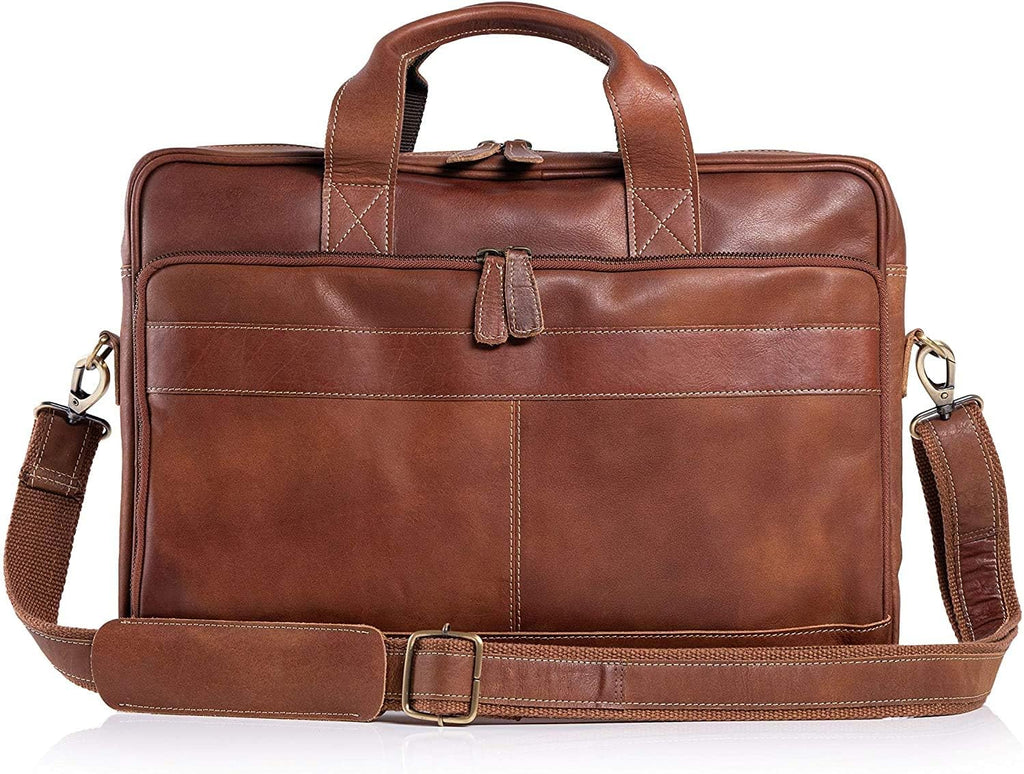 Maletín de cuero para laptop de 18 pulgadas, bolsas mensajeras para hombres y mujeres, mejor maletín de oficina, bolsa tipo satchel (marrón claro)