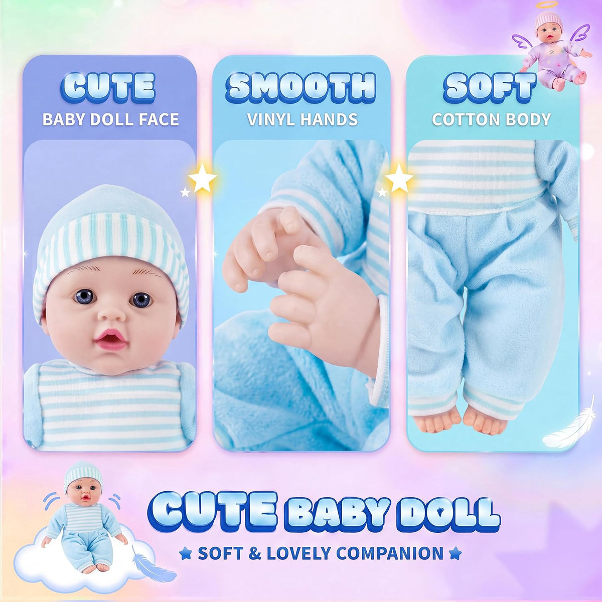 SMILESSKIDDO Juego de muñecas de bebé con moisés grueso ultra suave