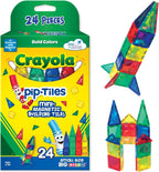 CreateOn Crayola Mini azulejos magnéticos PIP, colores llamativos - juego de construcción para niños, juguetes de construcción magnéticos para niños, juguetes de viaje STEM para niños y niñas de 3+