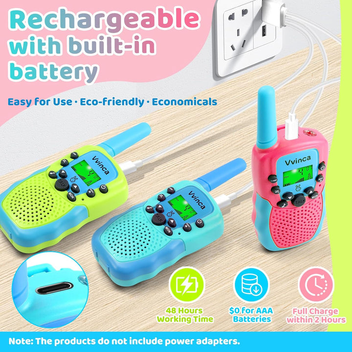 Vvinca Walkie Talkies para niños recargables, juguetes de radio de...