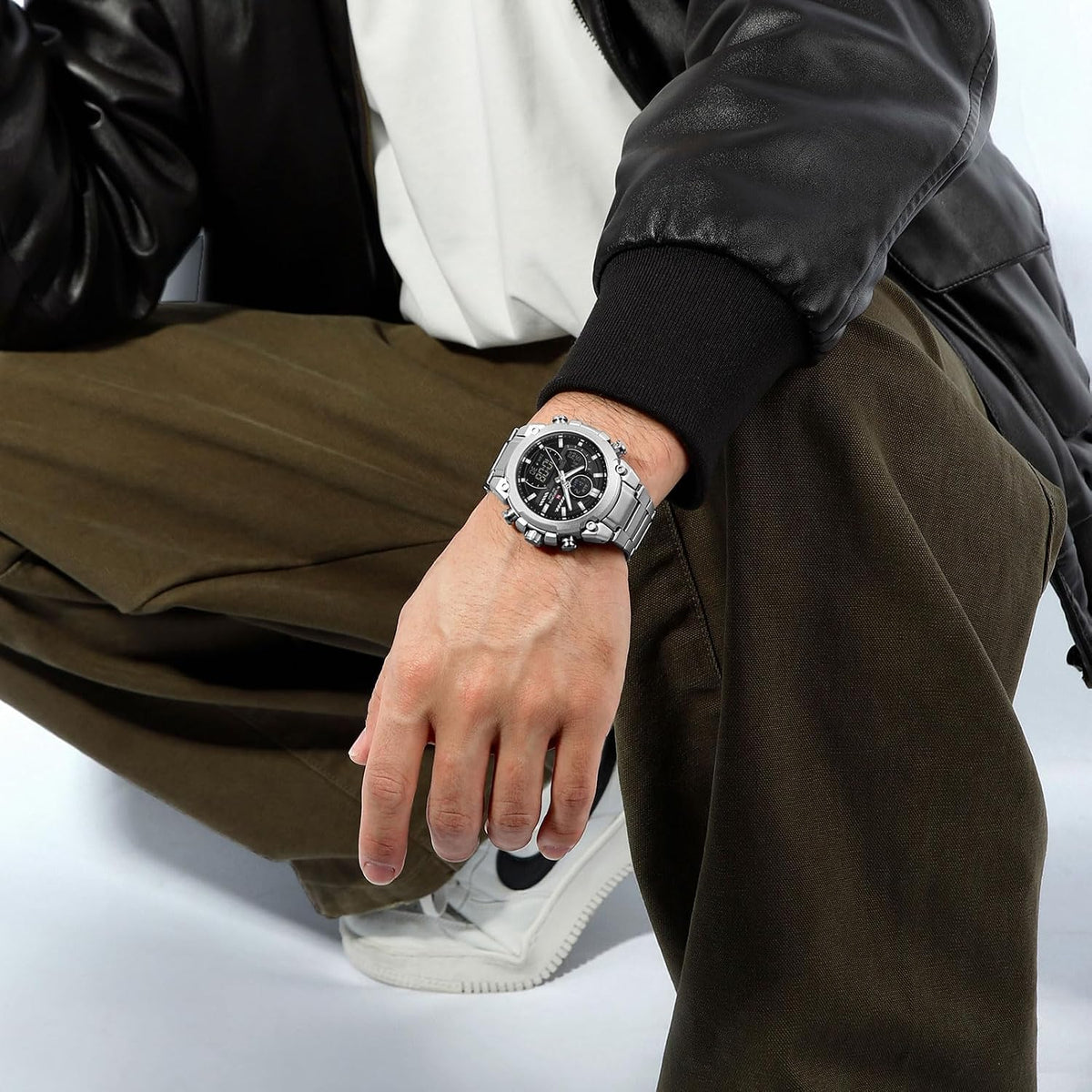 NAVIFORCE Relojes digitales multifunción, reloj analógico impermeable 3ATM para hombres, reloj de pulsera de lujo luminoso, regalo