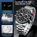 Relojes de Lujo para Hombre de Acero Inoxidable con Cronógrafo de Negocios