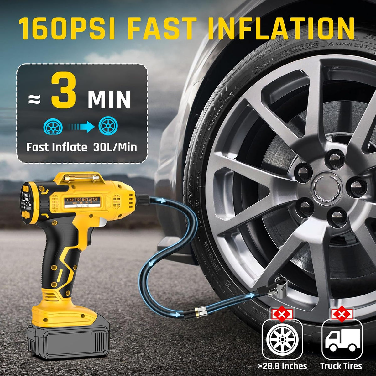 Compresor de aire portátil para inflador de neumáticos, compatible...