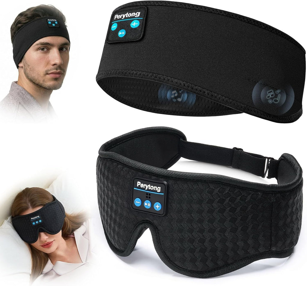 Juego de 2 mascarillas para dormir y diadema Bluetooth para personas que