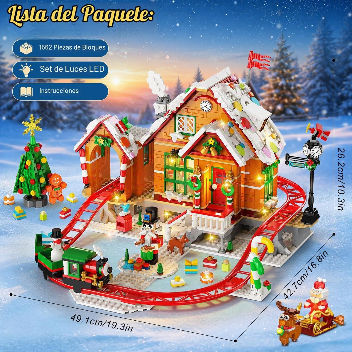 Calendario de Adviento Casa de pan de jengibre, juego de construcción de