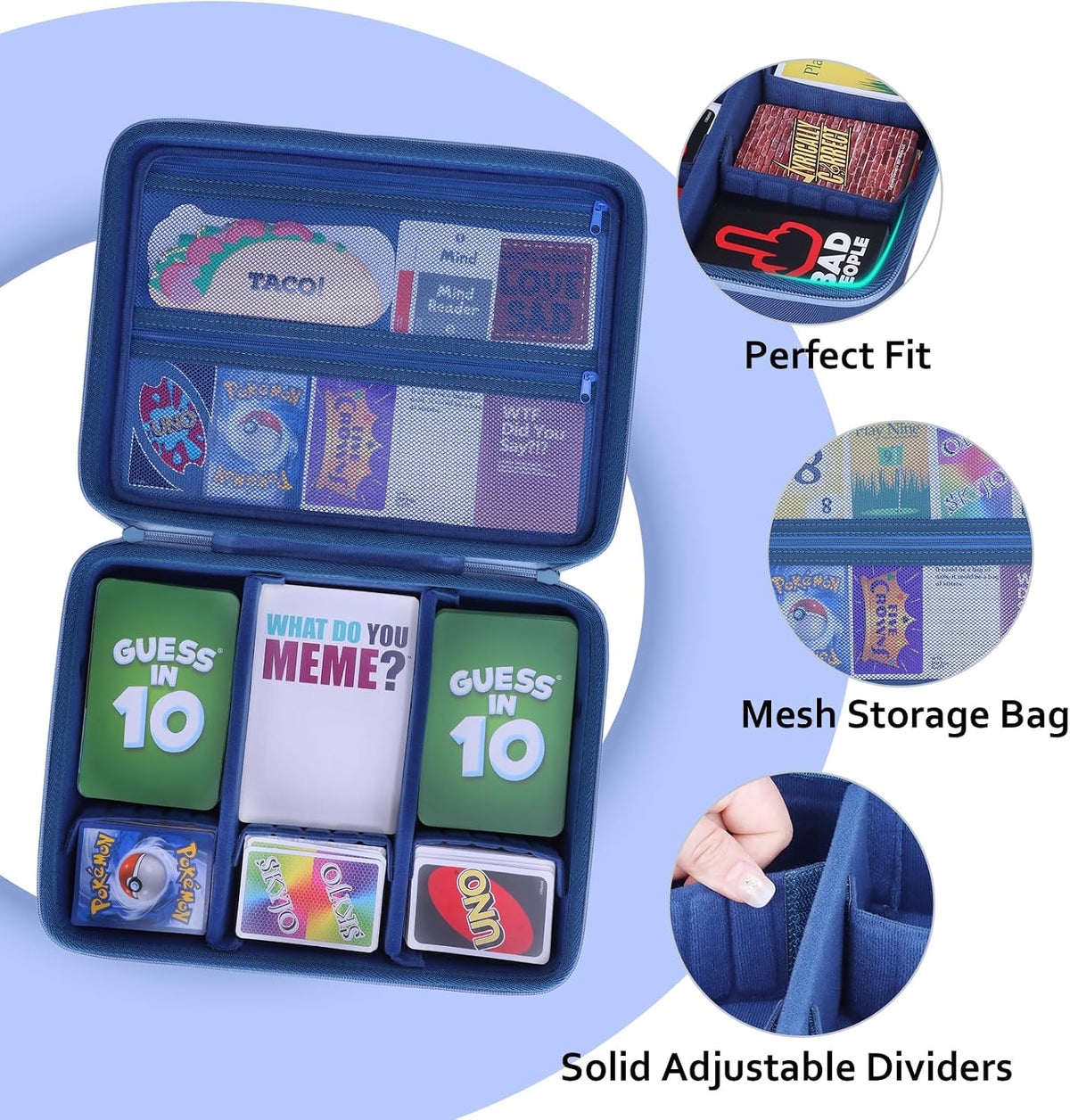Funda de juego de cartas para más de 3000 tarjetas, se adapta a Pokemon/Flip 7/UNO/SKYJO/Play Nine/Five Crowns/Exploding Kittens/Monopoly Deal/Phase 10/Taco Cat Goat Cheese Pizza y todos los juegos de