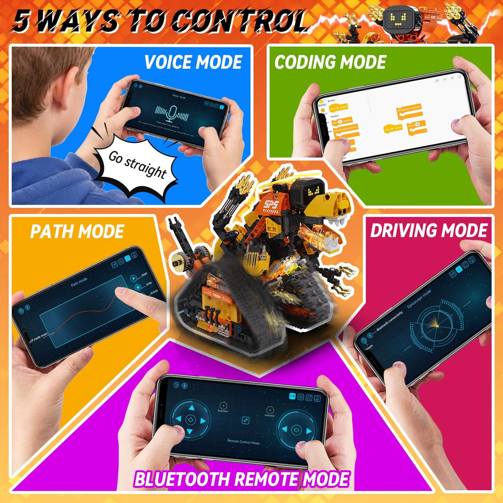 Gohero Kit de construcción de robot, juguetes STEM 5 en 1 para niños de 8 a 10 años con control remoto y aplicación