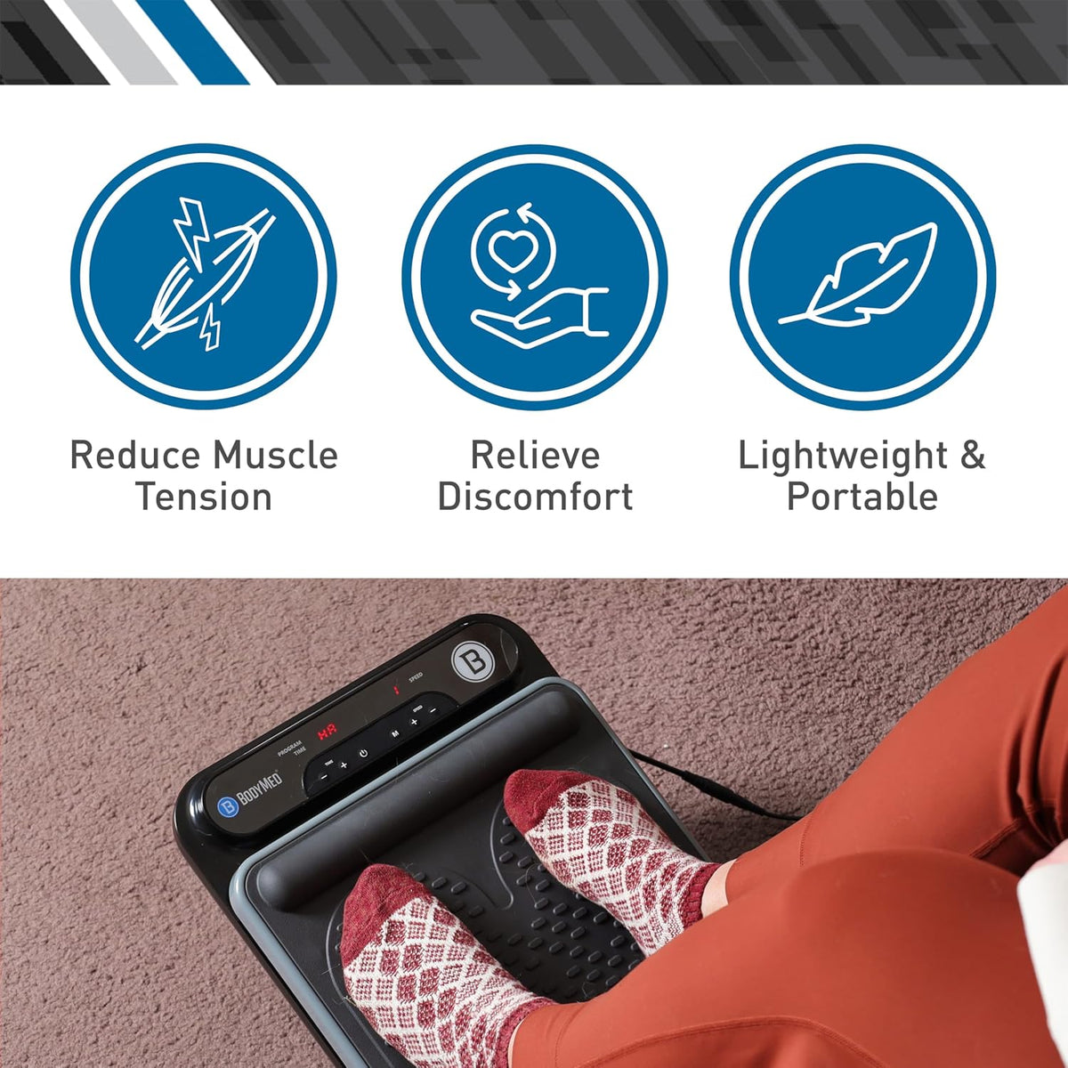 BodyMed Masajeador de pies | Terapia de masaje con vibración de tejido profundo | Masajeador en casa con control remoto | Alivio rápido de la neuropatía, fascitis plantar, mejora la circulación