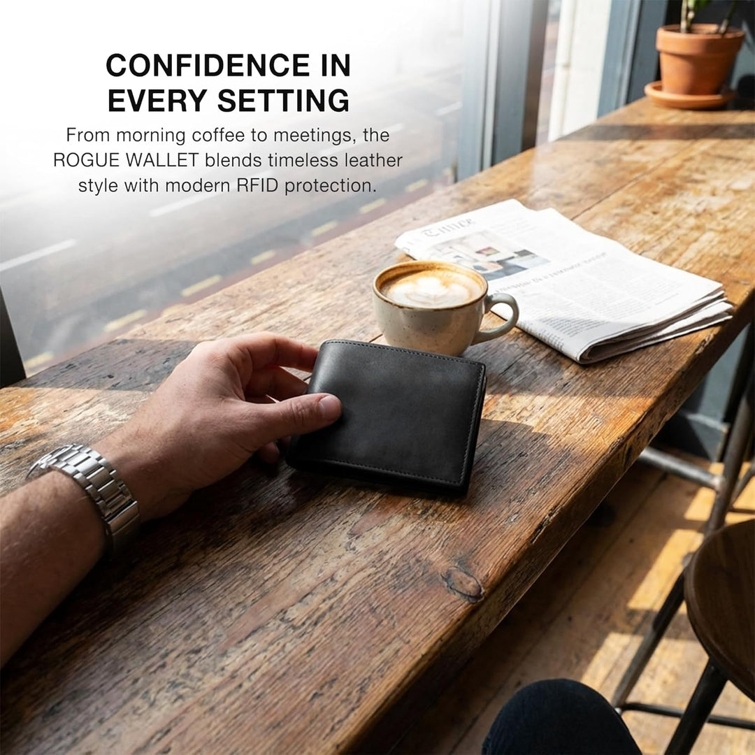 Rogue Wallet R11 - Cartera de piel tradicional con espacio adiciona...
