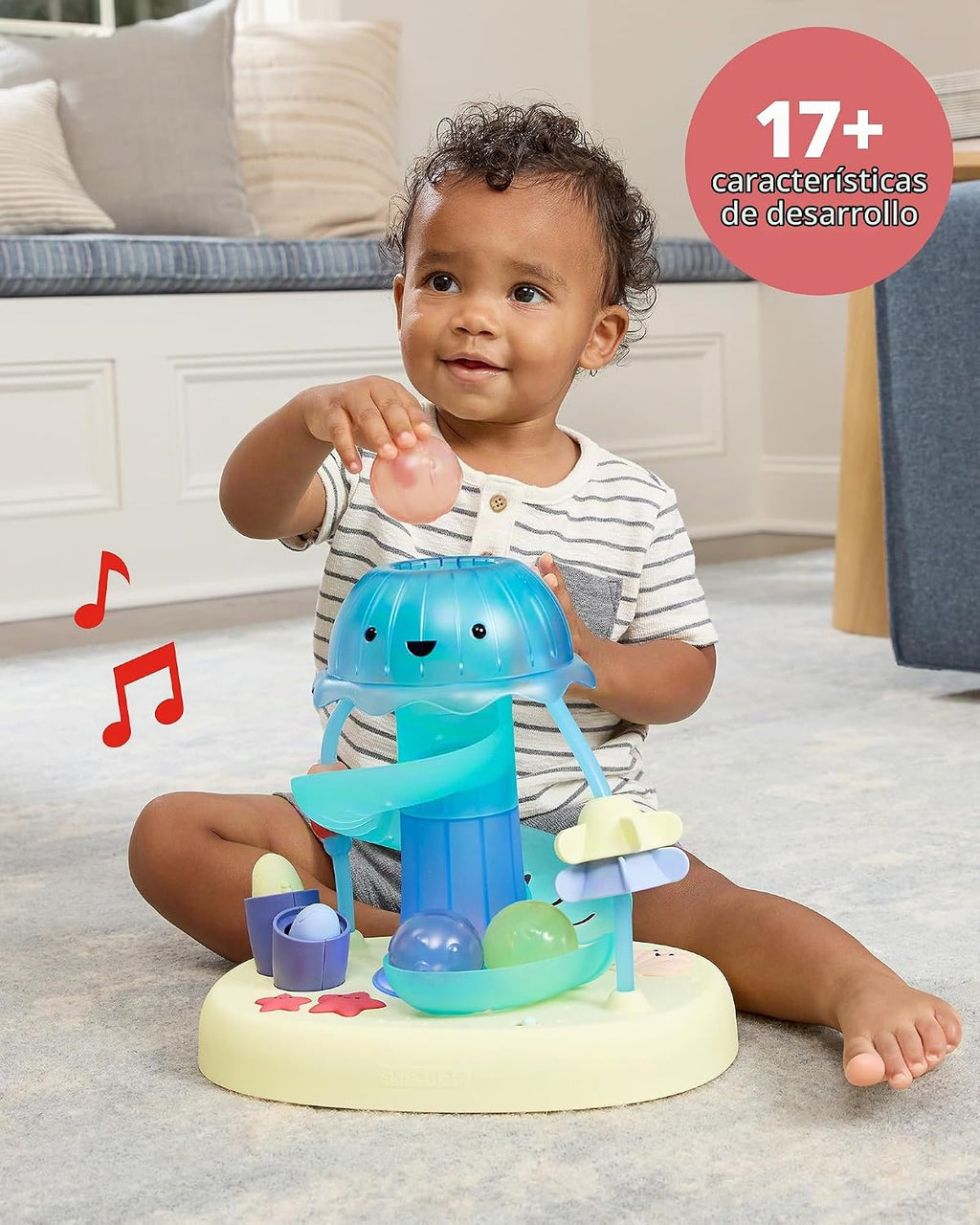 Skip Hop Seascape - Pelota de actividad musical de 2 etapas, juguete de desarrollo de causa y efecto con luces, canciones y sonidos a partir de 6 meses