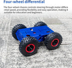 Chasis de robot inteligente 5.118 in Ruedas 4WD chasis coche 4 ruedas motrices robot móvil, marco metálico motor con encoder para Raspberry Pi 5 4B Jetson Nano DIY Competencia Electrónica