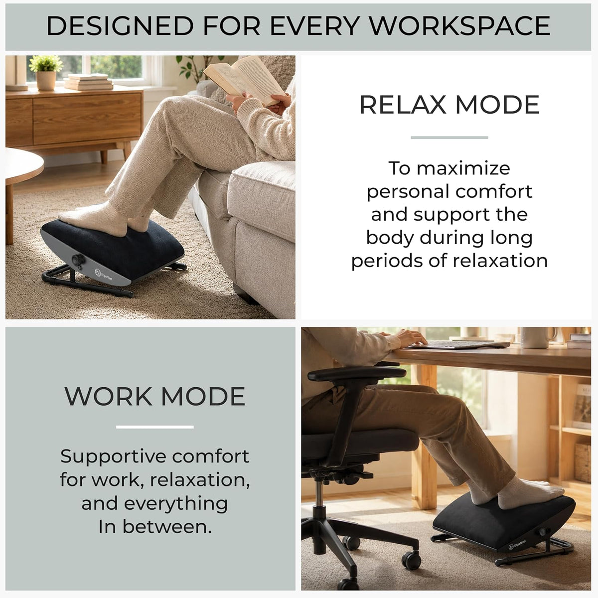 Lámpara Reposapiés para debajo del escritorio: reposapiés ergonómico ajustable con marco de acero y cojín de espuma viscoelástica, acabado de terciopelo suave para una comodidad superior, diseñado para