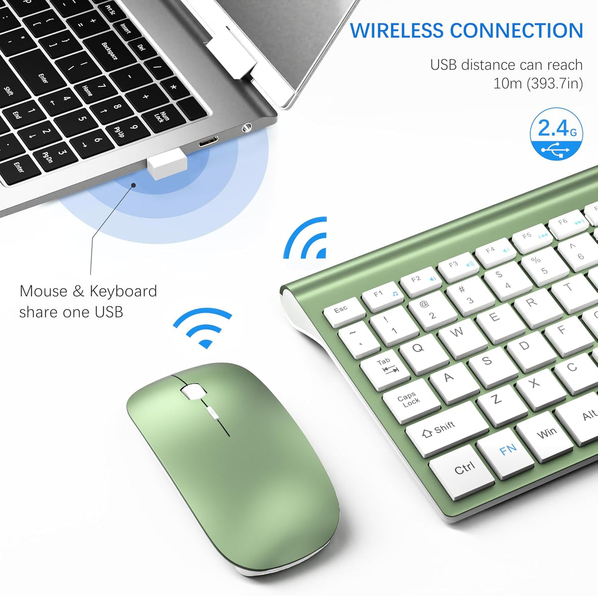 TopMate - Combo de teclado y mouse inalámbricos ultradelgados, 2.4G...
