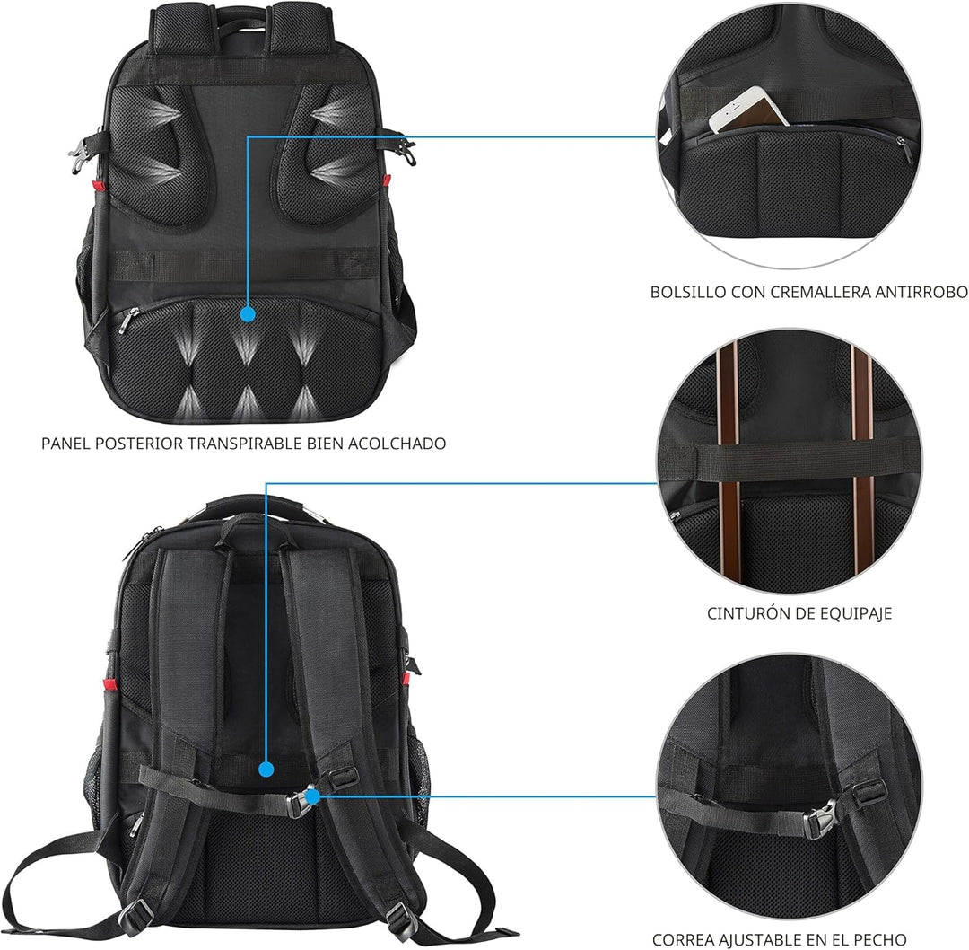 KROSER Mochila de viaje para laptop de 17.3 pulgadas, XL, mochila p...