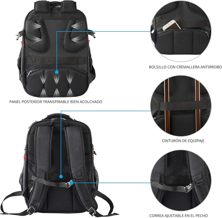 KROSER Mochila de viaje para laptop de 17.3 pulgadas, XL, mochila p...