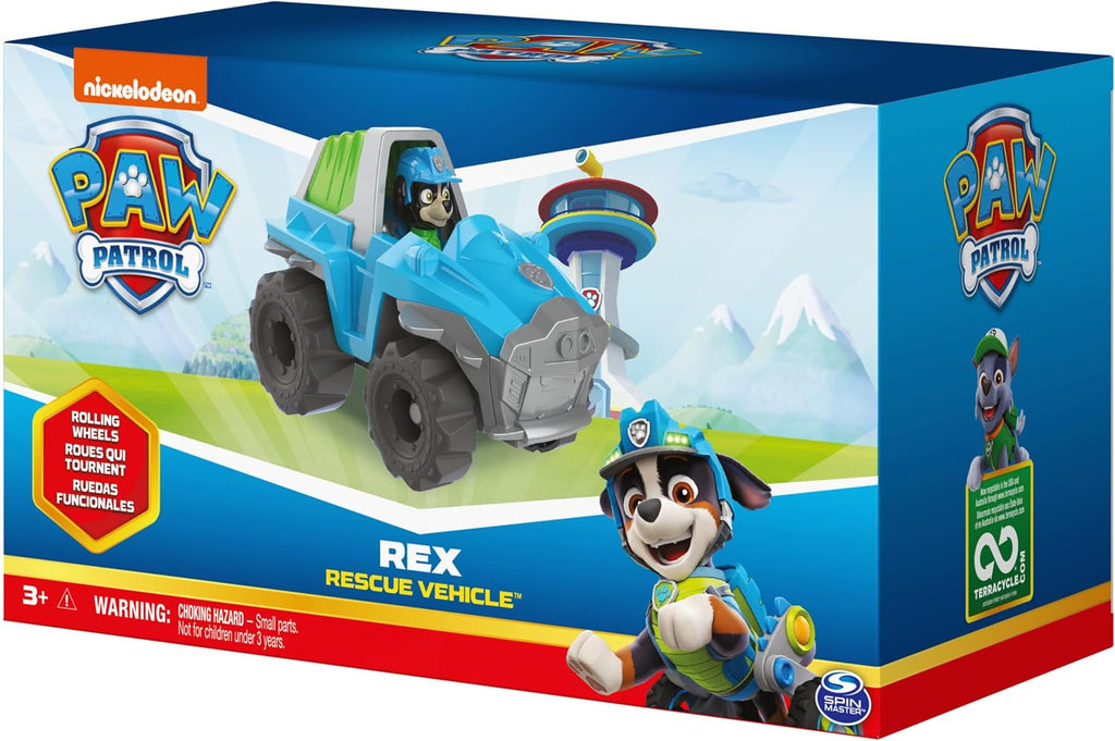Paw Patrol, Vehículo de Rescate de Dinosaurios de Rex con Figura de Acción Coleccionable, Juguetes para Niños a partir de 3 Años