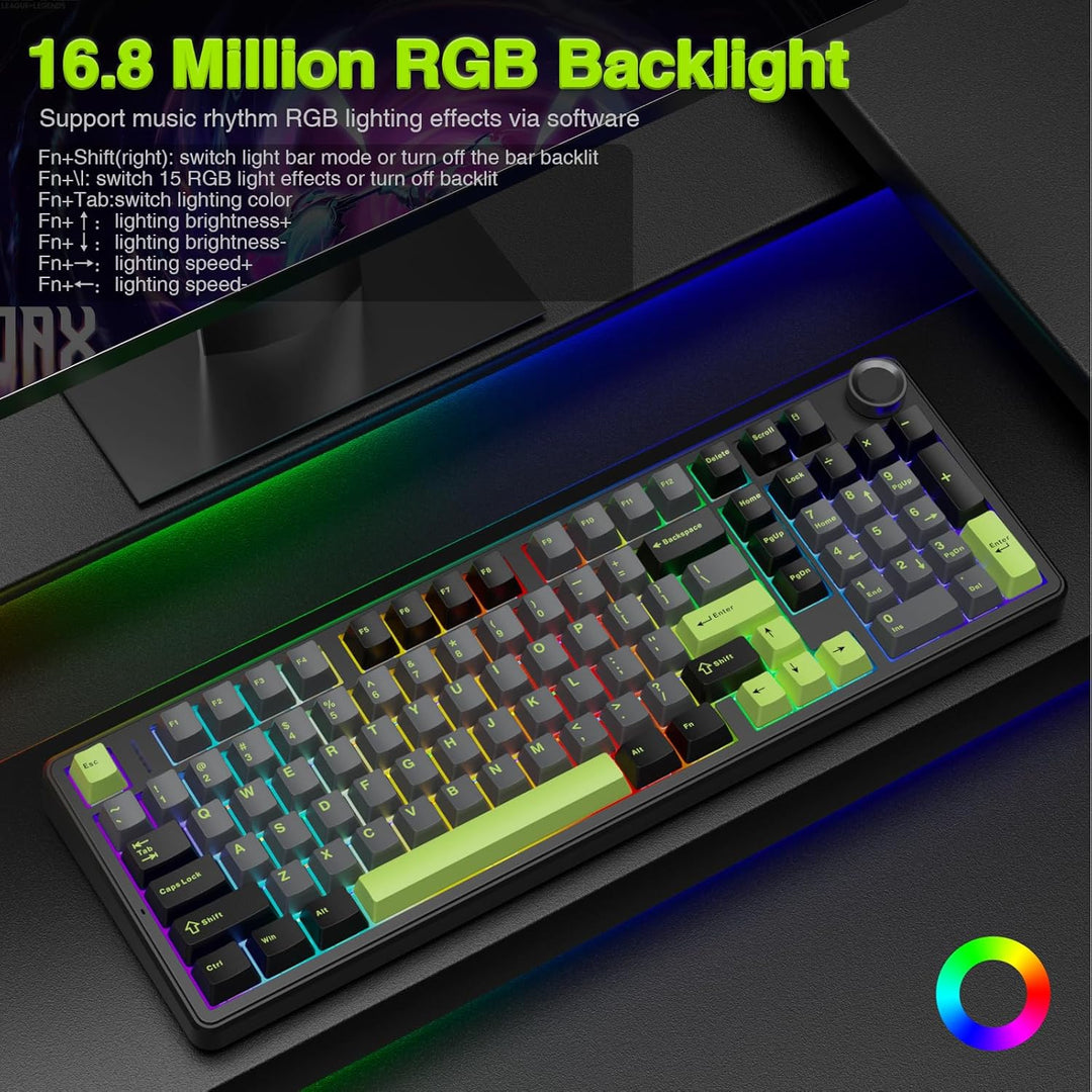 AULA F99 Pro Teclado Mecánico Inalámbrico con Perilla, Sonido Cremo...