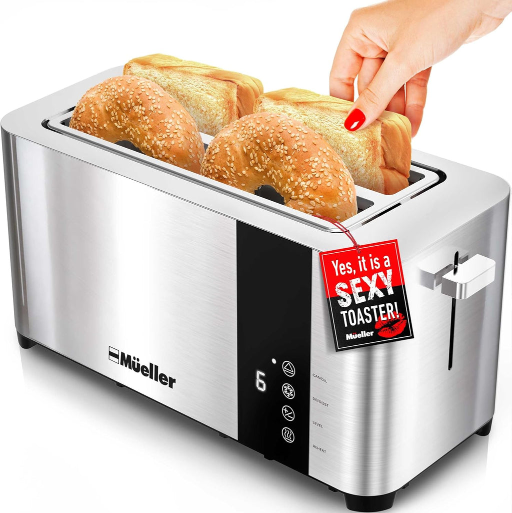 Mueller UltraToast - Tostadora de acero inoxidable de 4 rebanadas