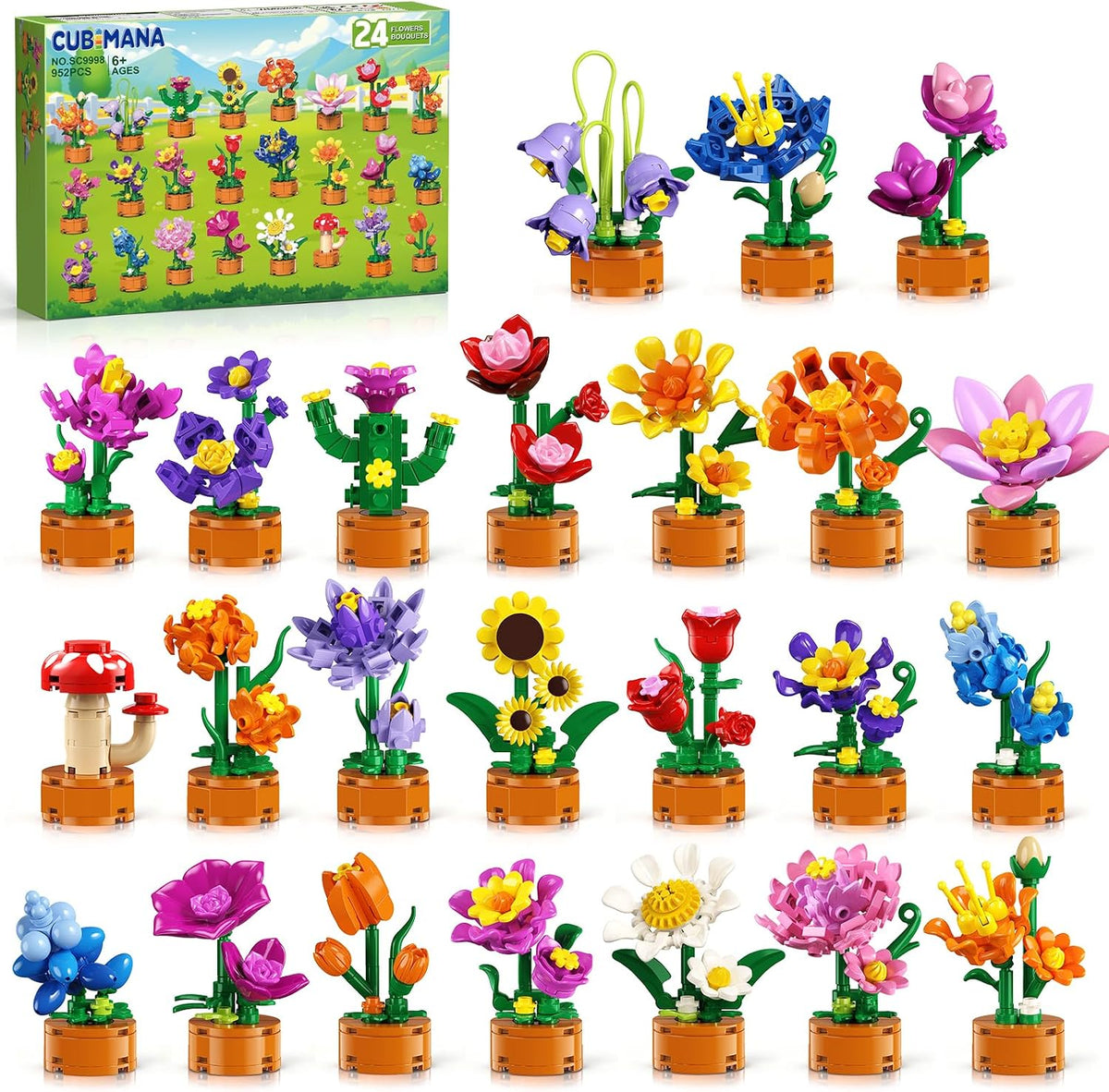Paquete de 24 botánicos de flores, recuerdos de fiesta para niños de más de