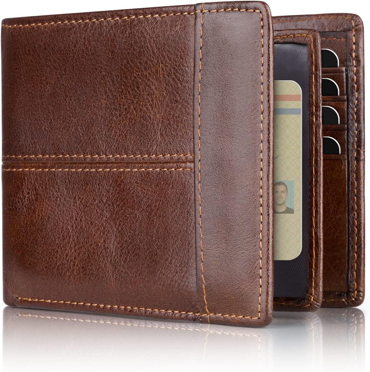 Billetera para hombre con bloqueo Rfid de cuero para hombres
