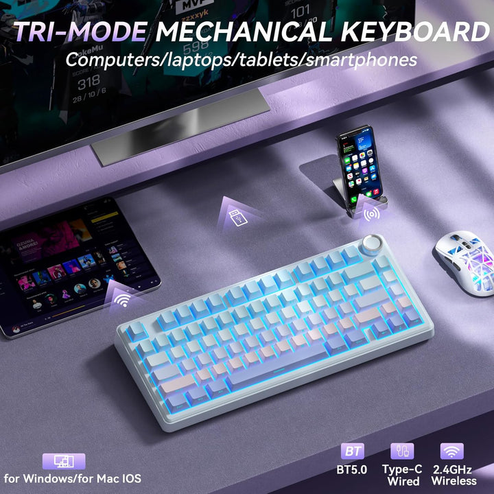 SOLAKAKA Teclado mecánico inalámbrico A75, teclado para juegos inte...