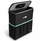 RoadBin - Cubo de basura para automóvil con tapa, delgado de 4 pulgadas y 2.5 galones, para asiento trasero, se mantiene vertical, a prueba de fugas y sellado de olores para camiones, SUV y camionetas