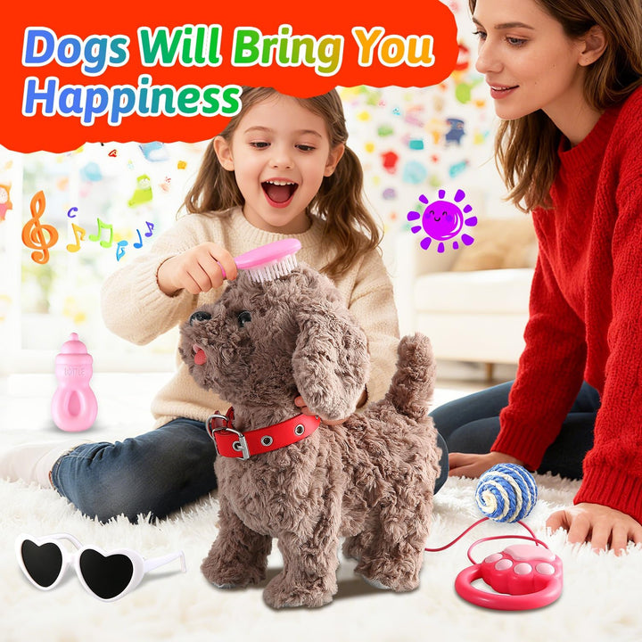 Juego de juguetes de peluche para perros que cantan, repite lo que...