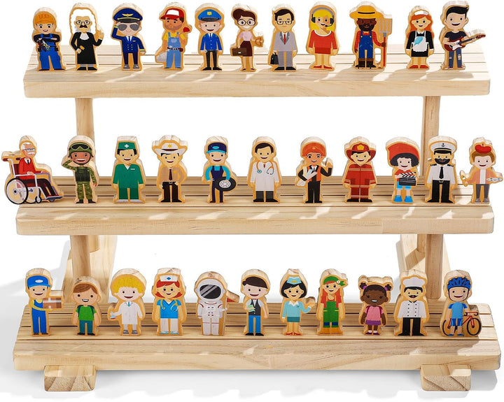 Kathfly 36 piezas de pesebre juguete de madera preescolar pequeños...