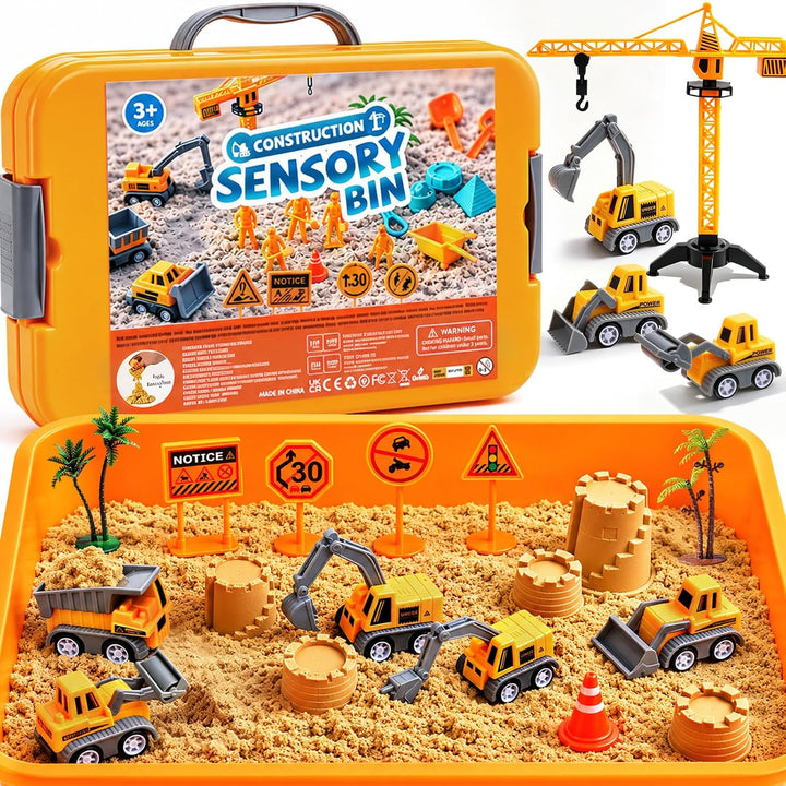 JOYSINTOY Contenedor sensorial de construcción para niños pequeños,...
