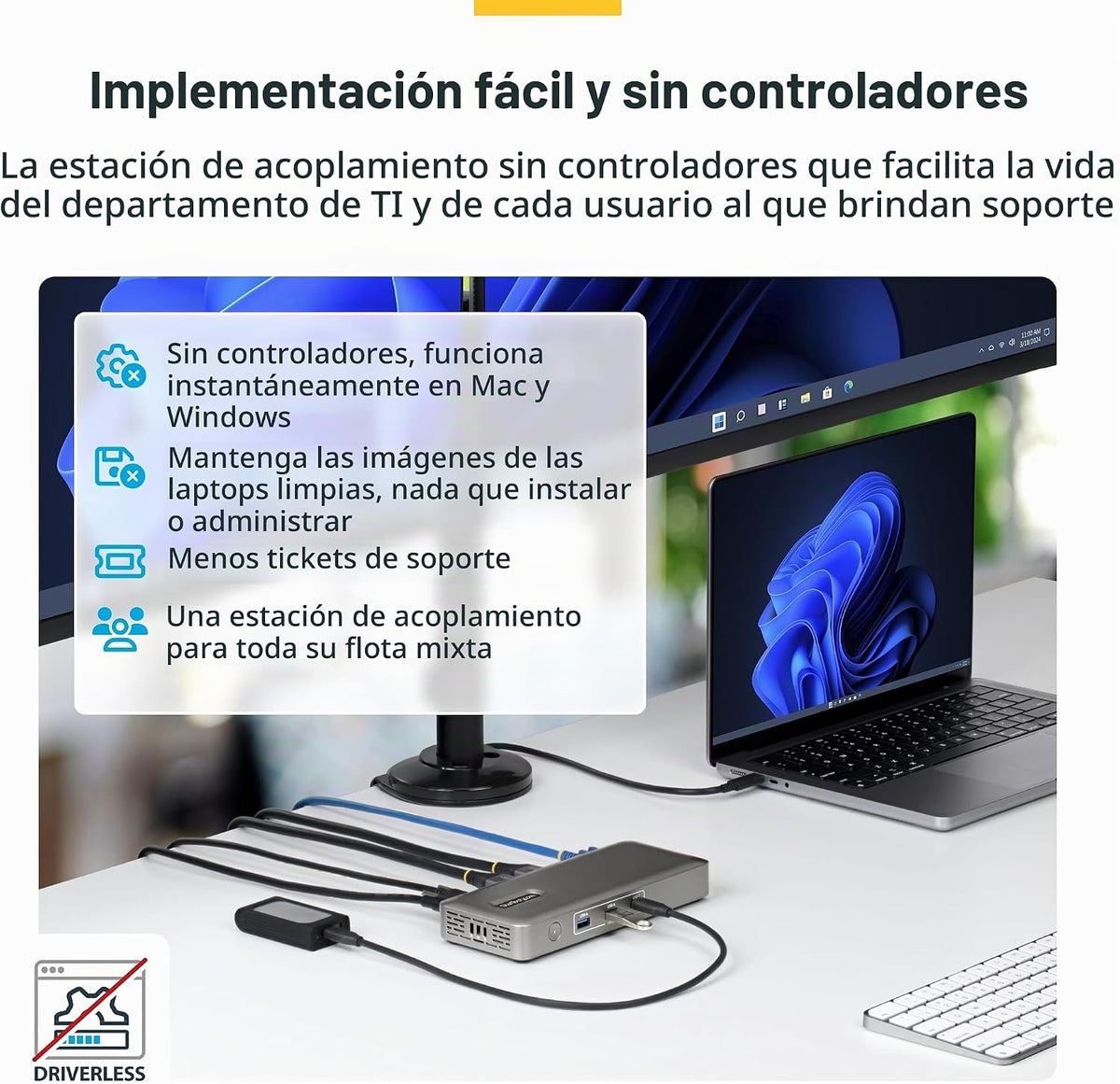 StarTech Base USB 4 sin controlador, doble 4K 144Hz para Mac y Windows, 100