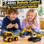 2P Mini Excavadora RC y camión volquete juguete conjunto, construcción