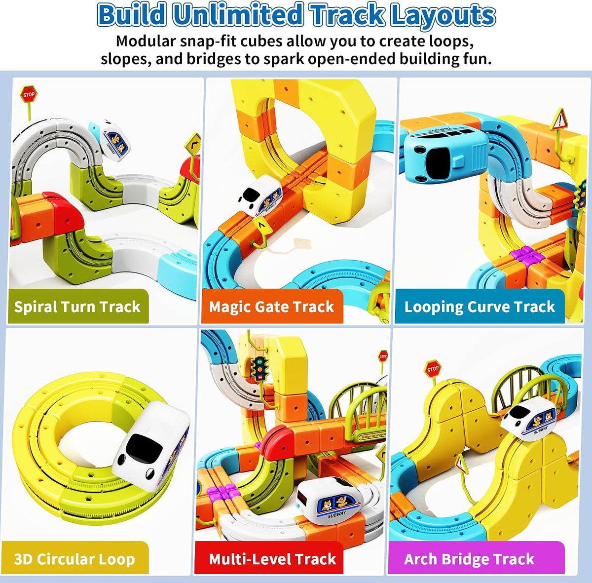 Juego de tren eléctrico 208PCS de lujo 3D STEM Track Toy