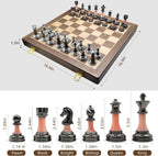 Juego de ajedrez de madera plegable grande de 17 pulgadas con piezas