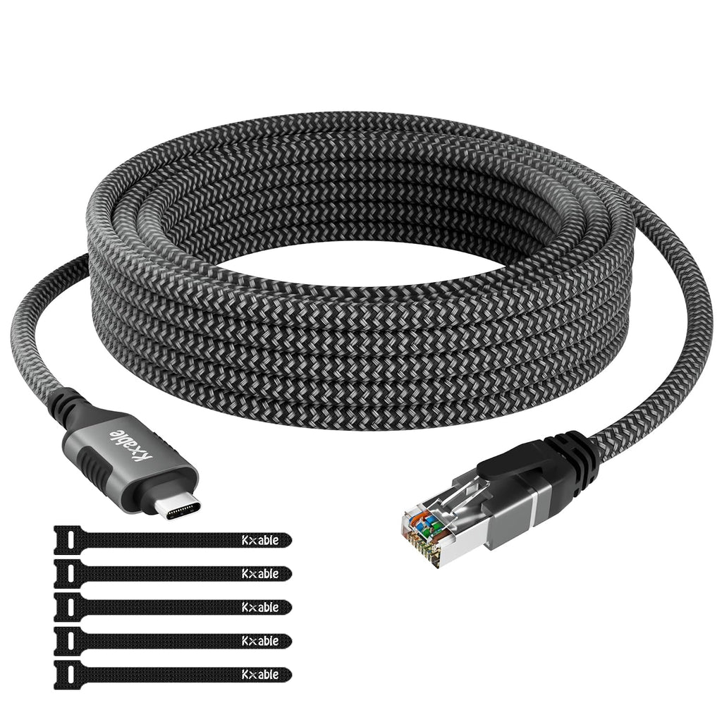Cable USB C Ethernet de 10 pies, cable USB-C RJ45 Gigabit conectado