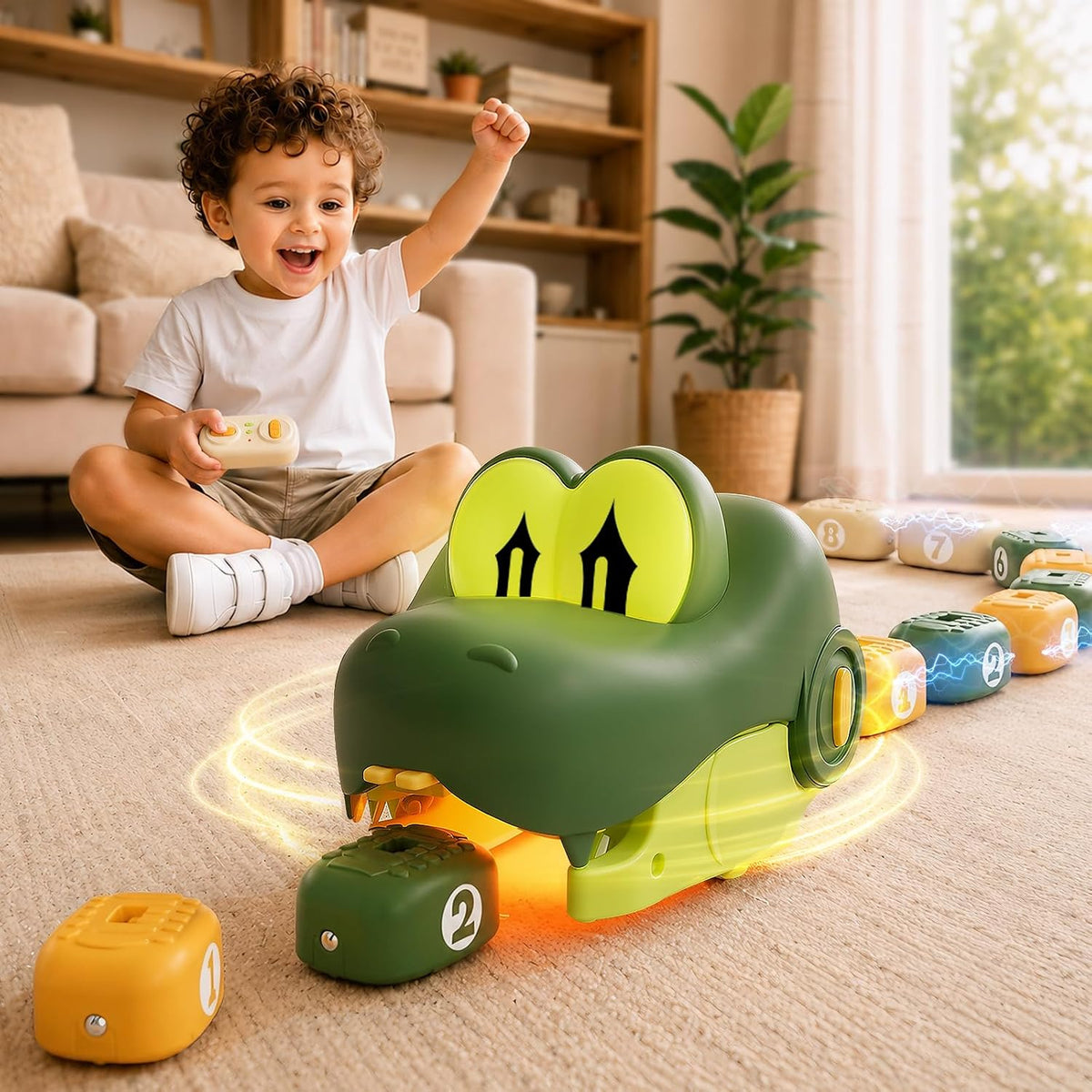 Rc Snake Eating Toys For Kids 6-12, 8 bloques magnéticos de tren de riel
