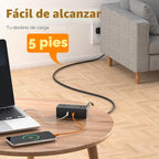 TESSAN - Cable de extensión de 5 pies, regleta de alimentación con protección contra sobretensiones 900J, color negro