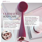 PMD Beauty Clean Body - Dispositivo Eléctrico Inteligente de Limpieza con Cepillo de Silicona y Tres Accesorios Intercambiables para Limpiar, Exfoliar y Masajear el Cuerpo