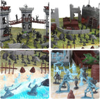 Conjunto de figuras de acción del ejército para hombres, juego de soldados de juguete medieval, castillo medieval, pequeño soldado, juguete militar, juego de plástico para hombres del ejército, juego de construcción de castillo con bolsa de almacenamiento