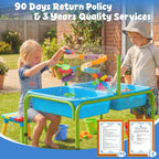 FUNLIO Mesa de agua de arena para niños pequeños, mesa sensorial 4 en 1 de altura ajustable para edades de 3 a 6 años, 2 contenedores de almacenamiento, panel acrílico y 16 accesorios, uso en