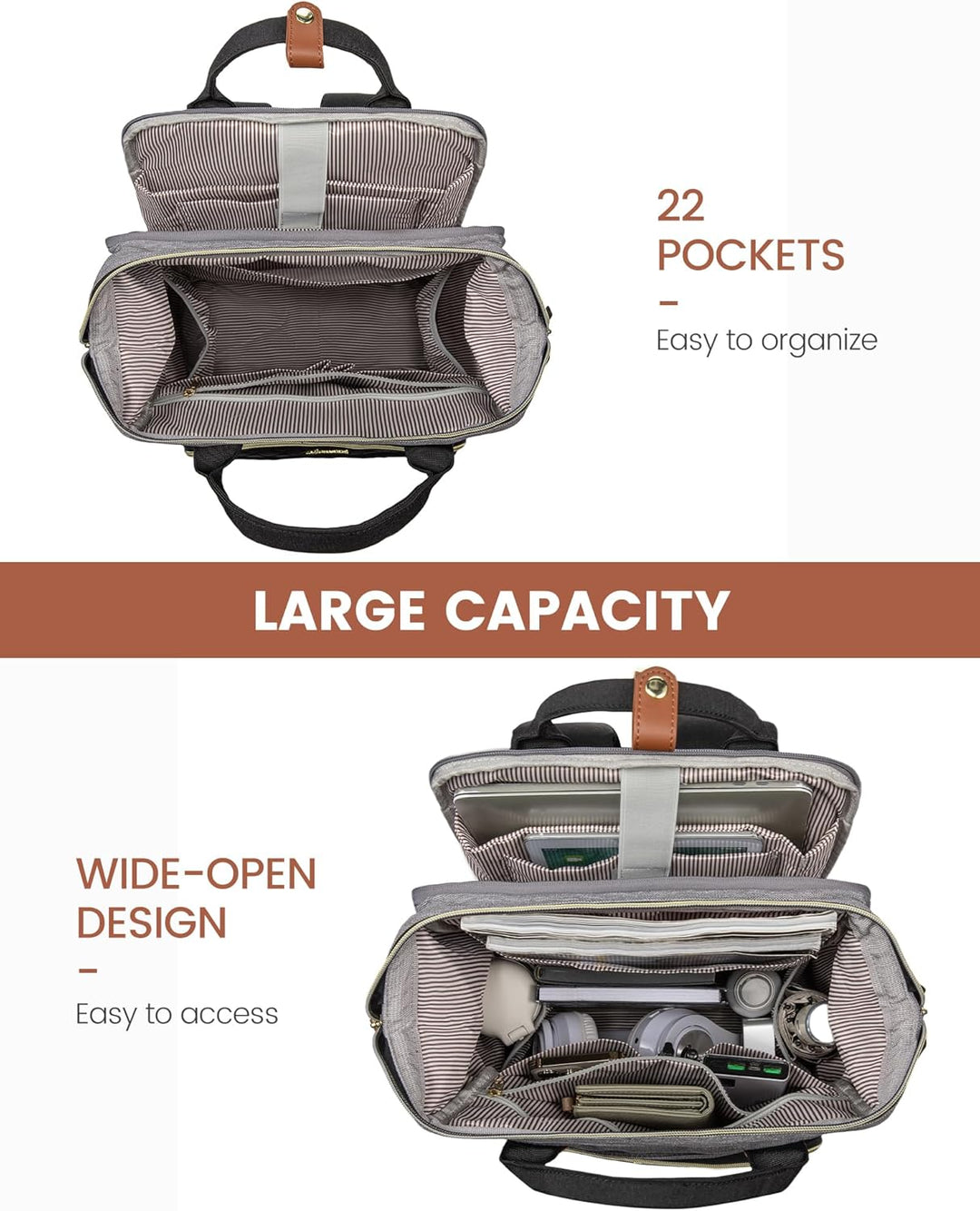LOVEVOOK - Mochila para laptop de mujer, 17.3'' impermeable...