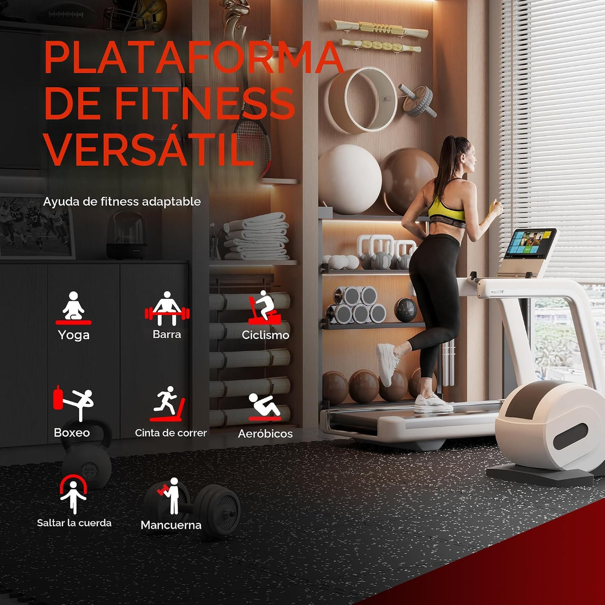 SUPERJARE Alfombrillas de Equipo de Ejercicio Extra Gruesas de 0.79'', 12 Piezas 48 Pies Cuadrados Baldosas de Piso con Parte Superior de Goma con Espuma EVA de Alta Densidad, Pisos de Gimnasio