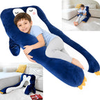 Almohada de cuerpo de pingüino para niños - Almohada de felpa larga en forma de U de 47" para niños, para dormir, leer, comodidad para TDAH y necesidades especiales, ansiedad, funda lavable
