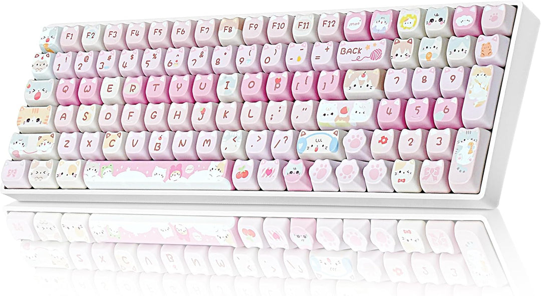 ZORNHER ZH100 - Teclado mecánico inalámbrico para gatos, 98% rosa c...