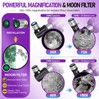 Telescopio para Adultos y Niños, Abertura de 90 mm y 600 mm de Refractor para Principiantes de Astronomía, Telescopio portátil de viaje con Trípode, Adaptador para teléfono, Filtro lunar, Bolsa de transporte y Guía de fases de la Luna