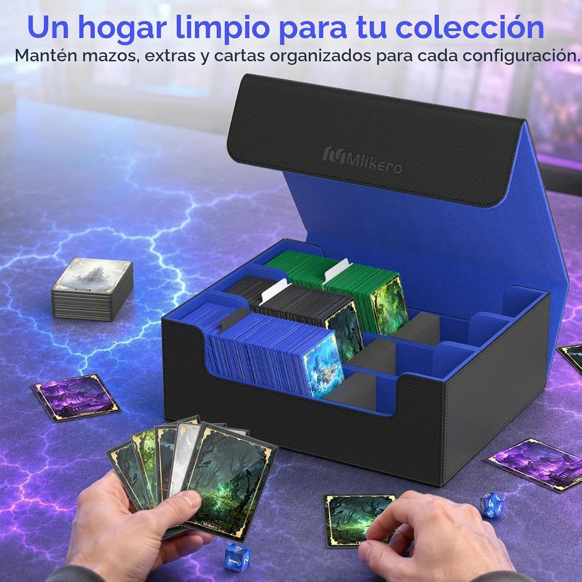 Mlikero Caja de almacenamiento de tarjetas coleccionables, almacenamiento de tarjetas a granel para más de 1800 tarjetas con funda, organizador de tarjetas de cierre magnético de piel sintética con 10