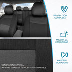 BDK PolyPro - Juego completo de fundas de asiento de automóvil en carbón sobre negro, banco dividido delantero y trasero para automóviles, juego de fundas fáciles de instalar, accesorios para
